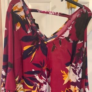 V neck blouse with flowy sleeves